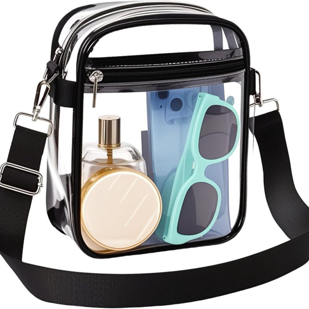 Clear Bag for Stadium Events, Clear Purse with Removable Strap, Messenger Bag fo
